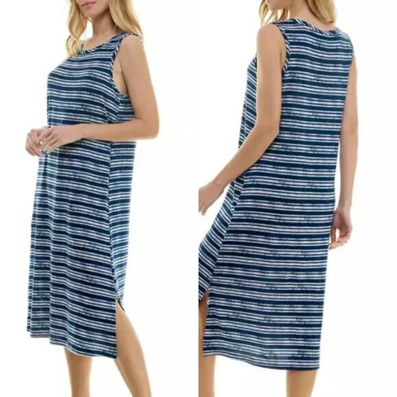 Roudelain Breezy Printed Sleeveless Nightgown Quartz Stripe NWT - Picture 1 of 7